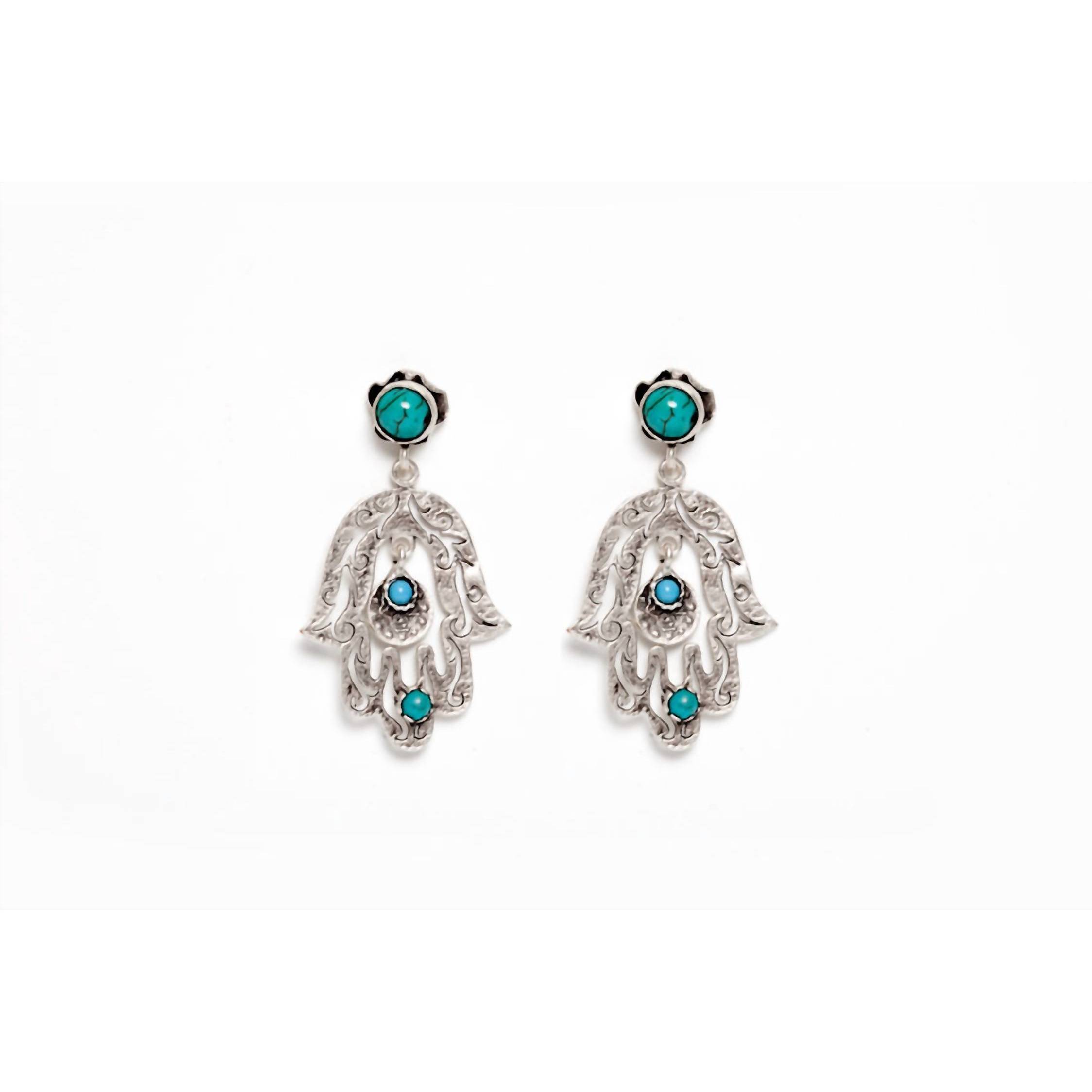 New Avenue Chic Women's Teardrop Hamsa Earrings In Silver